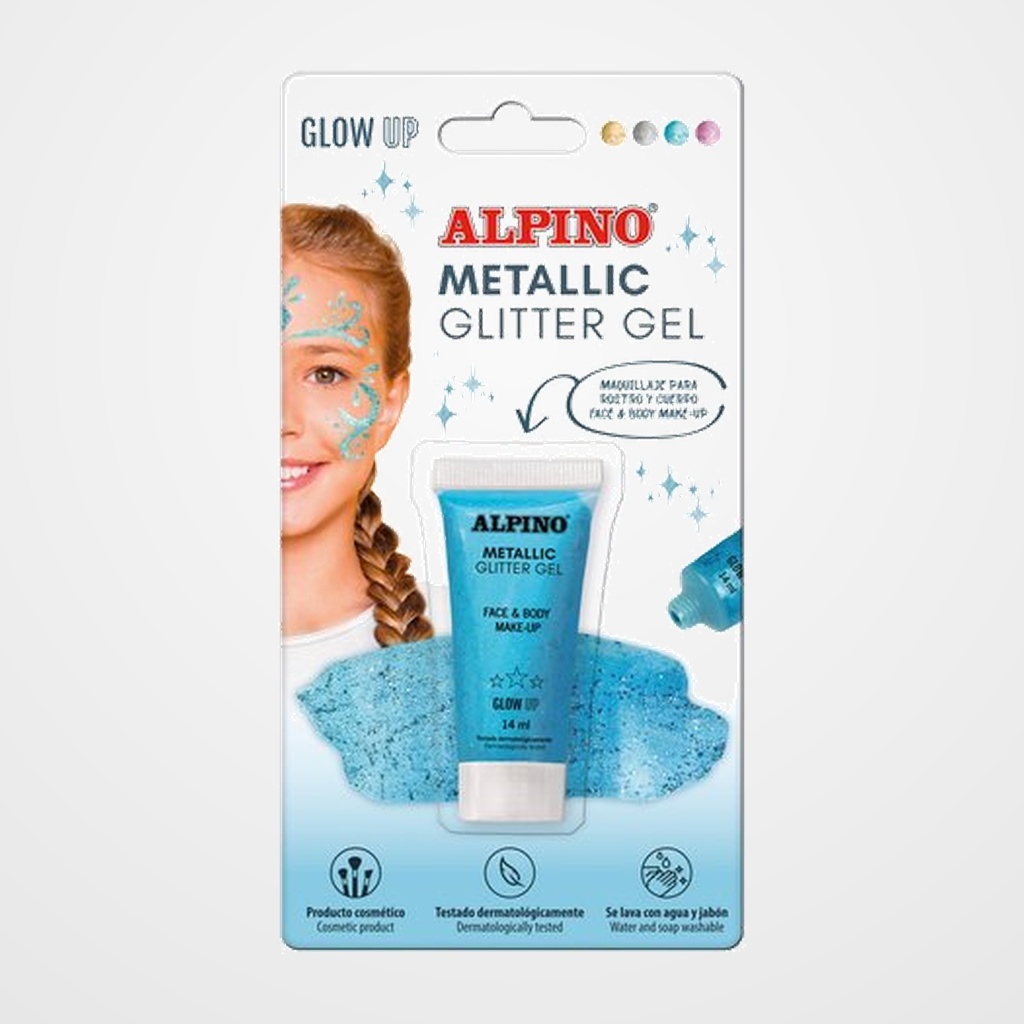 MAQUILLAJE ALPINO GLITTER GEL METALICO AZUL BLISTER DE 1