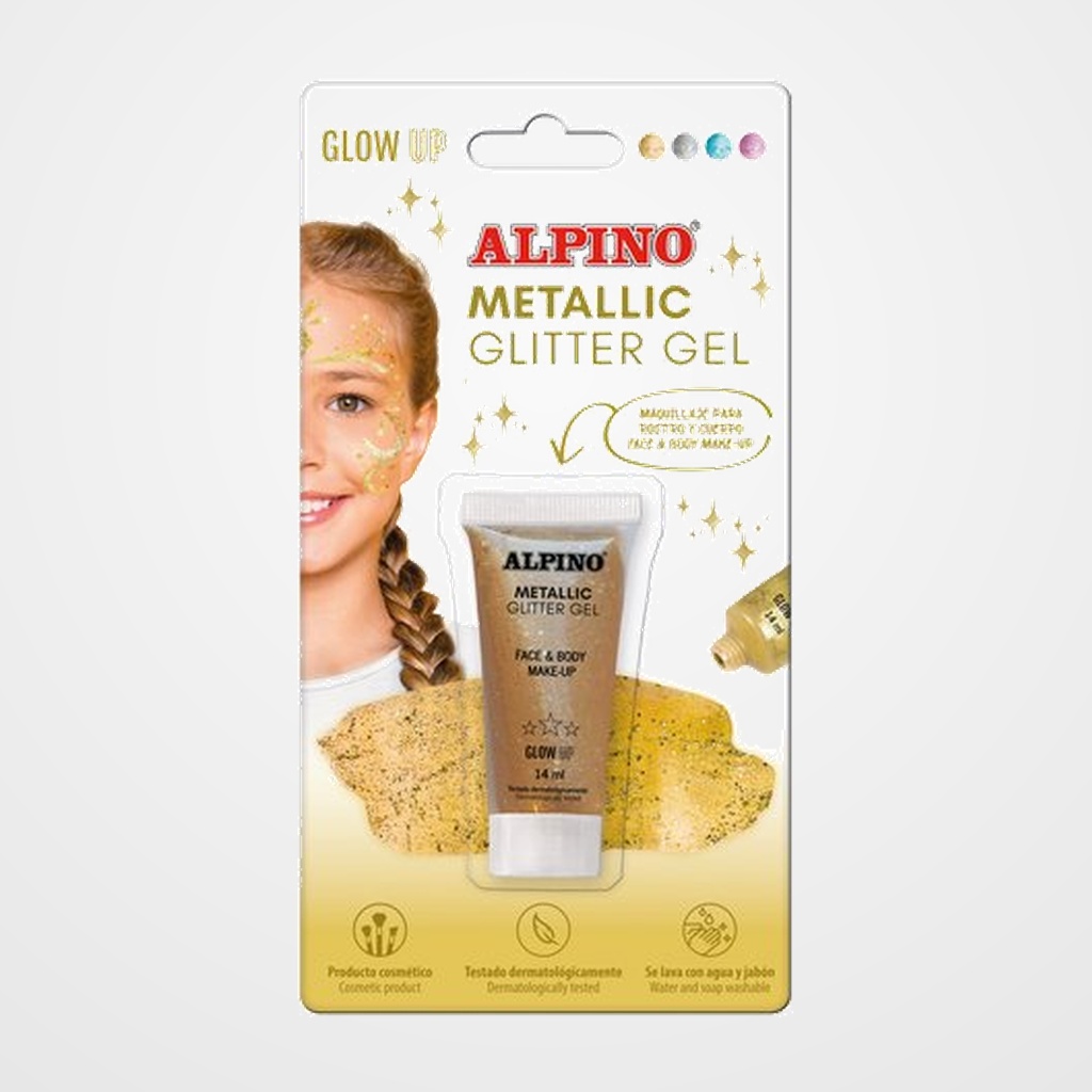 MAQUILLAJE ALPINO GLITTER GEL METALICO ORO BLISTER DE 1