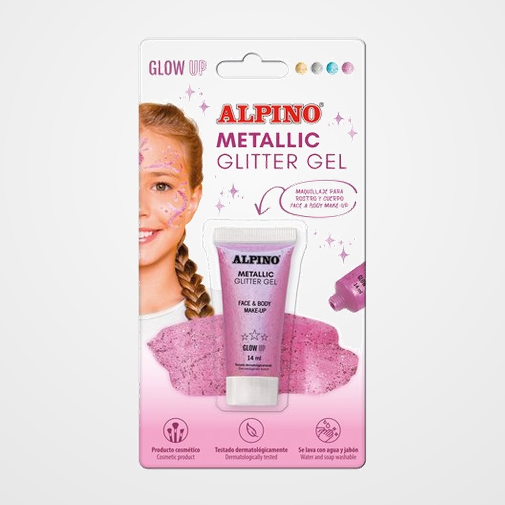 MAQUILLAJE ALPINO GLITTER GEL METALICO ROSA BLISTER DE 1