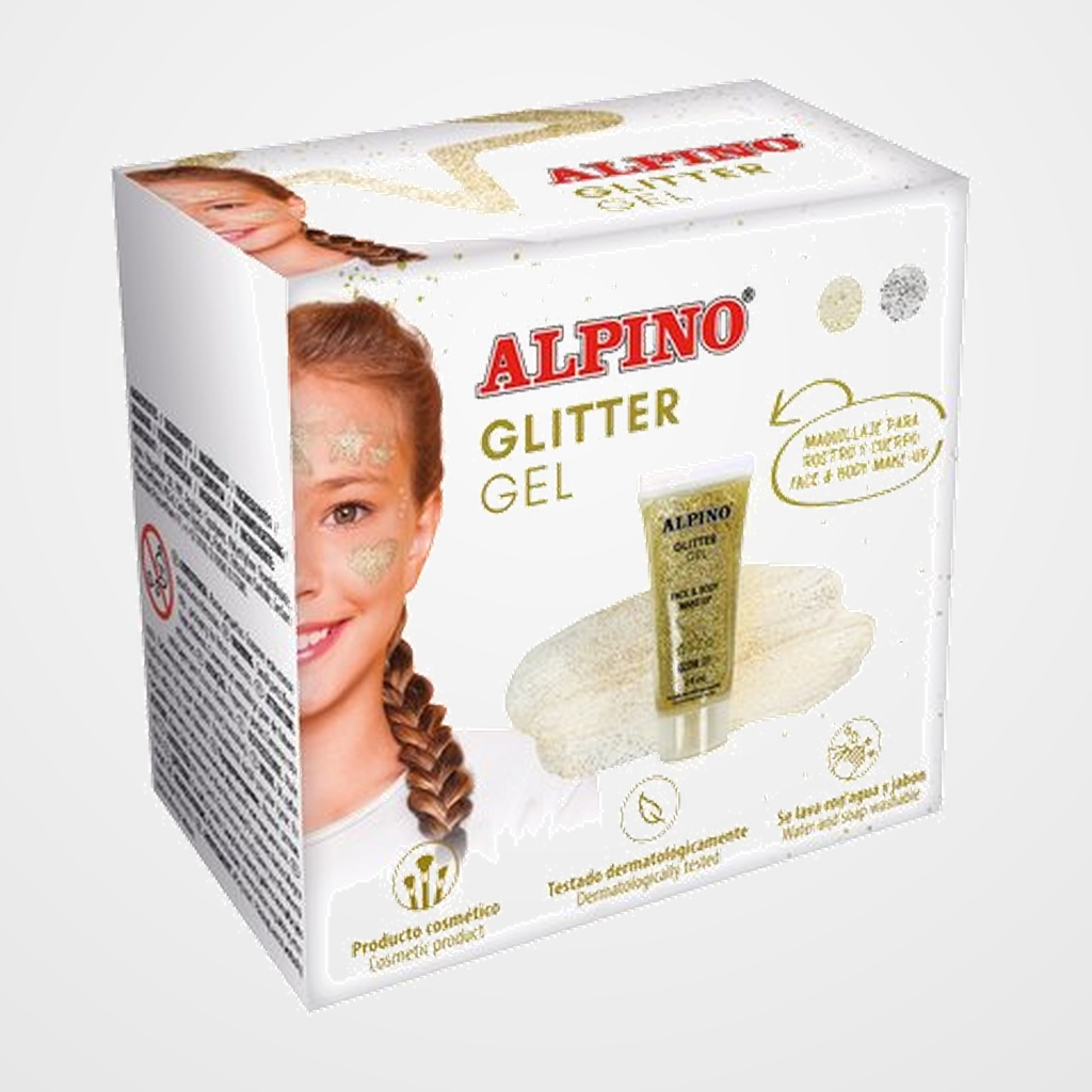 MAQUILLAJE ALPINO GLITTER METALICO ORO ESTUCHE DE 6