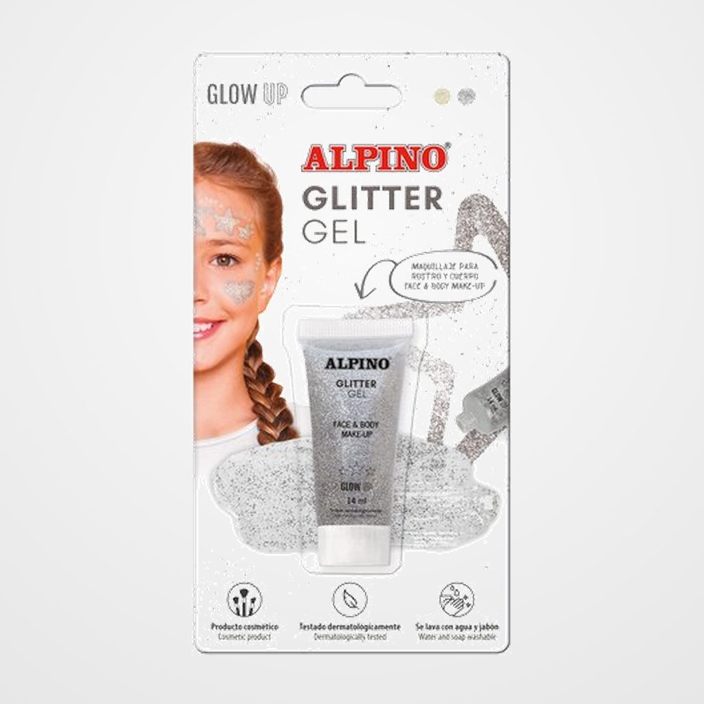 MAQUILLAJE ALPINO GLITTER METALICO PLATA BLISTER DE 1