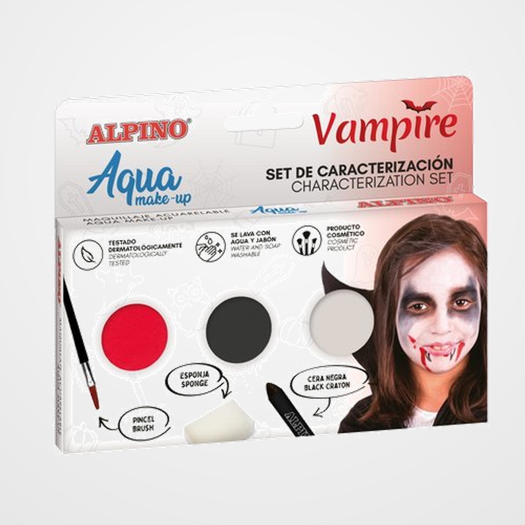 MAQUILLAJE ALPINO MAKE-UP POLVERA AQUA SET DE CARACTERIZACION VAMPIRO