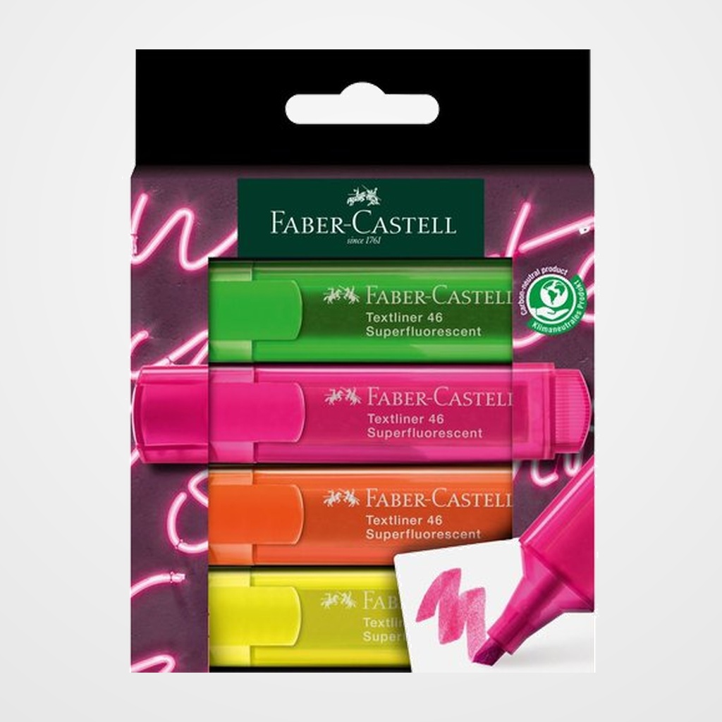 MARCADOR FLUOR FABER-CASTELL TEXTLINER 46 estuche 4 GenZ