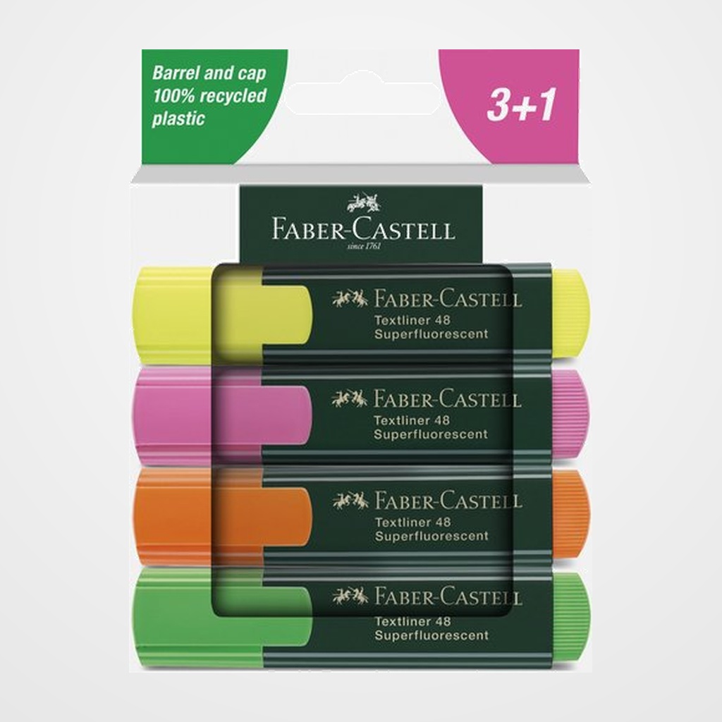 MARCADOR FLUOR FABER-CASTELL TEXTLINER 48  estuche 3+1