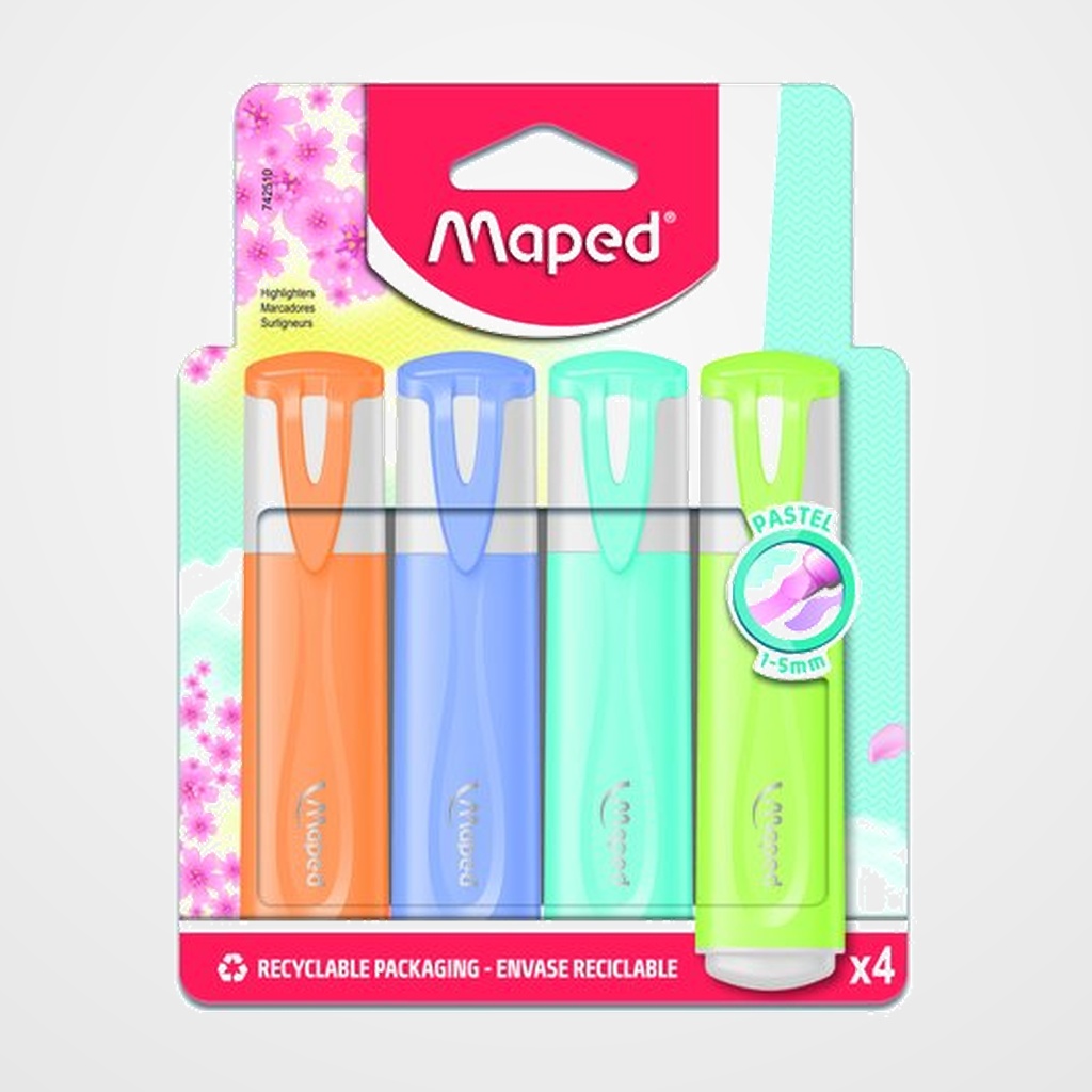 MARCADOR FLUOR MAPED CLASSIC PASTEL ESTUCHE de 4