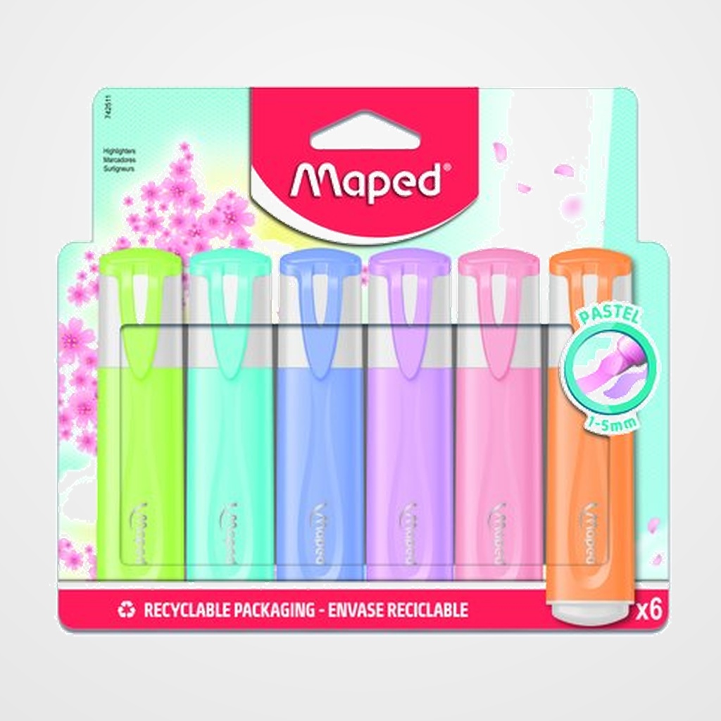 MARCADOR FLUOR MAPED CLASSIC PASTEL ESTUCHE de 6
