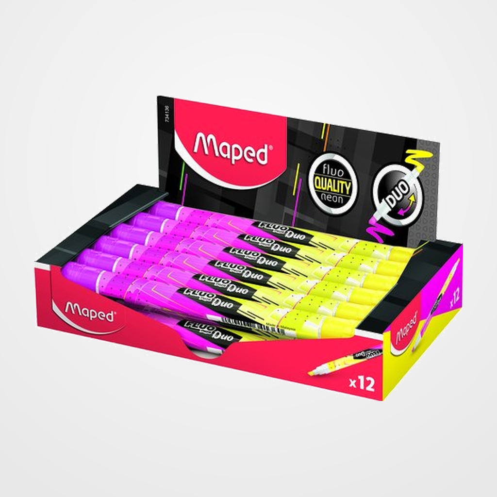 MARCADOR FLUOR MAPED FLUO DUO AMARILLO/ROSA CAJA DE 12