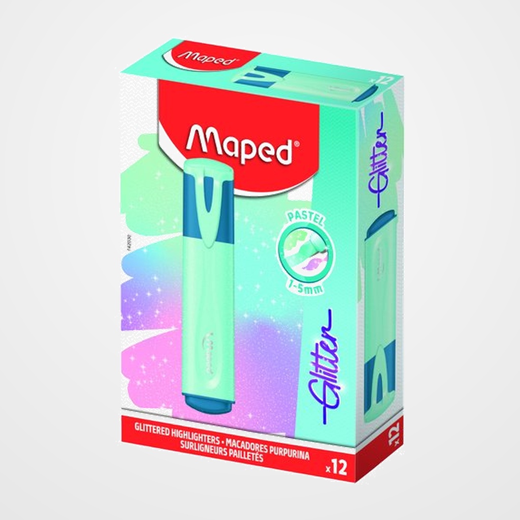 MARCADOR FLUOR MAPED FLUO GLITTER  AZUL