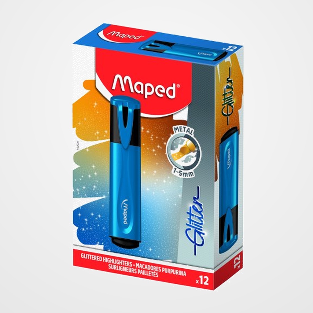 MARCADOR FLUOR MAPED FLUO GLITTER  AZUL METALIZADO