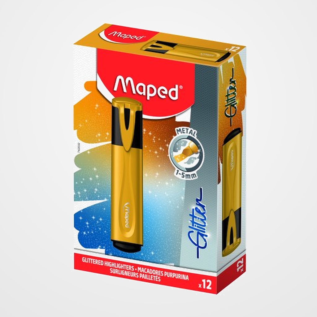MARCADOR FLUOR MAPED FLUO GLITTER  ORO