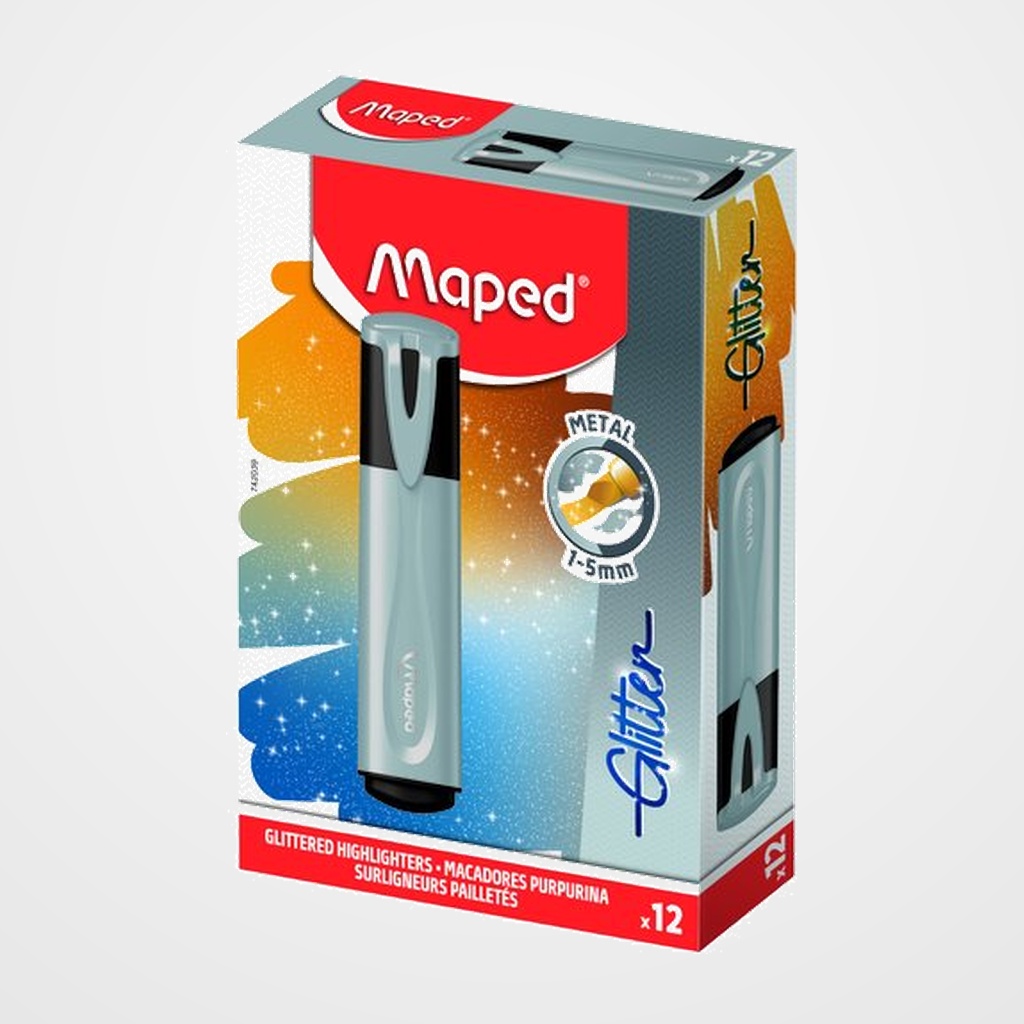 MARCADOR FLUOR MAPED FLUO GLITTER  PLATA