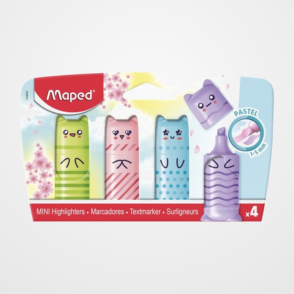 MARCADOR FLUOR MAPED PASTEL MINI ESTUCHE de 4