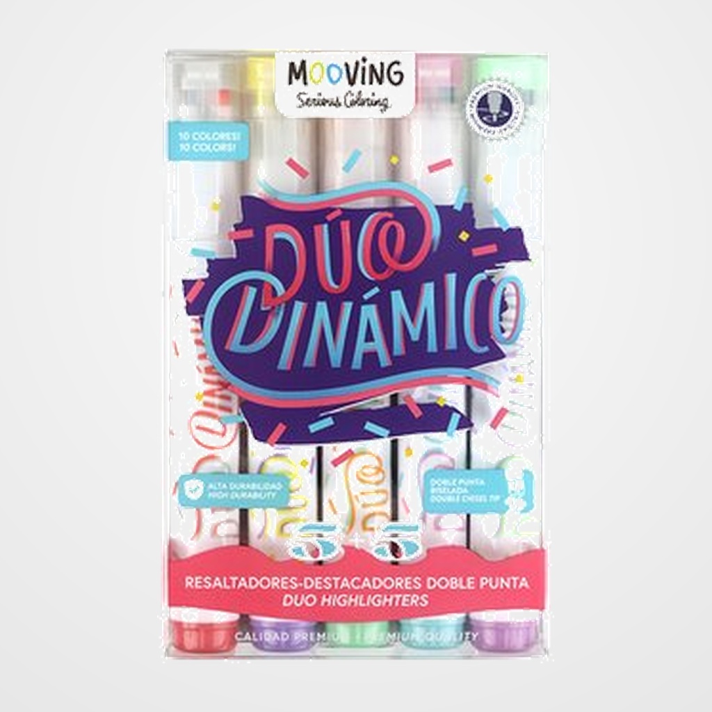 MARCADOR FLUOR MOOVING DUO DOBLE PUNTA ESTUCHE de 5