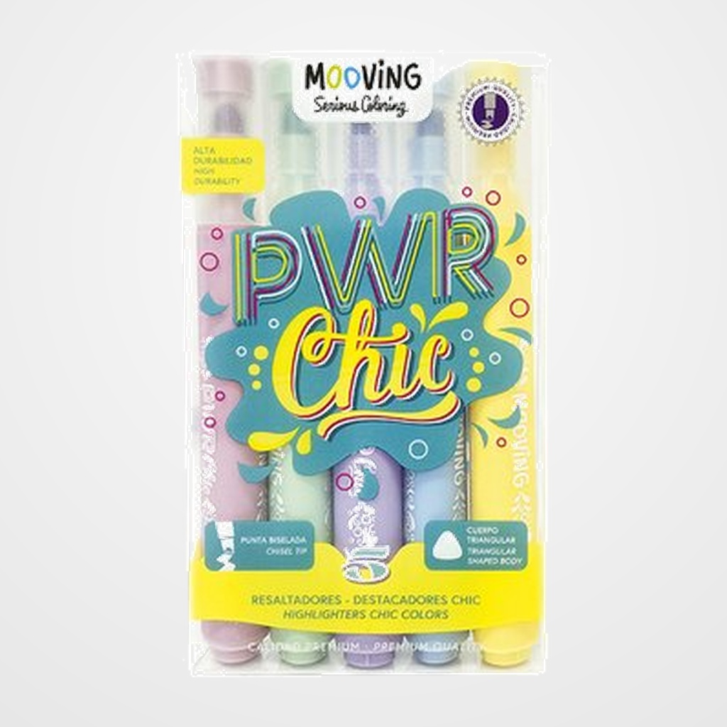 MARCADOR FLUOR MOOVING POWER CHIC ESTUCHE de 5