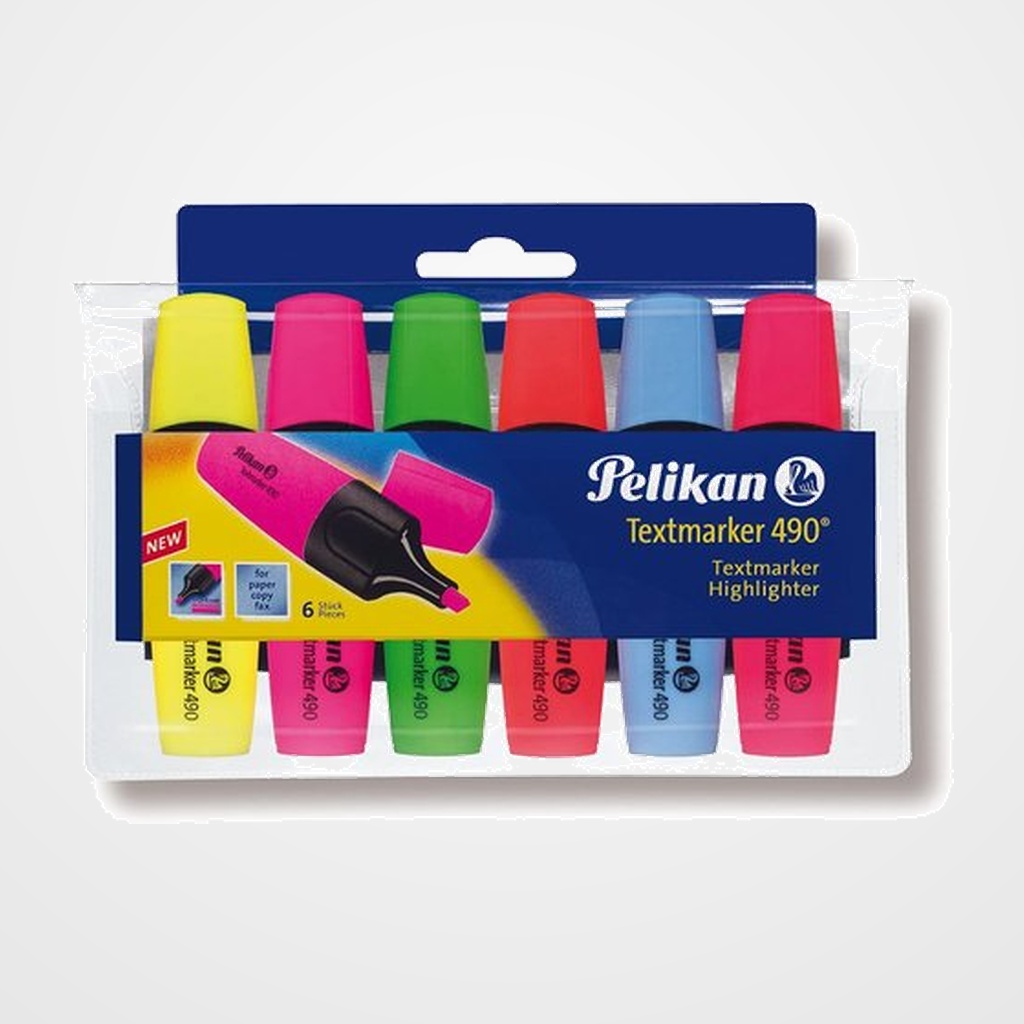 MARCADOR FLUOR PELIKAN TEXTMARKER 490  ESTUCHE de 6 SURTIDO