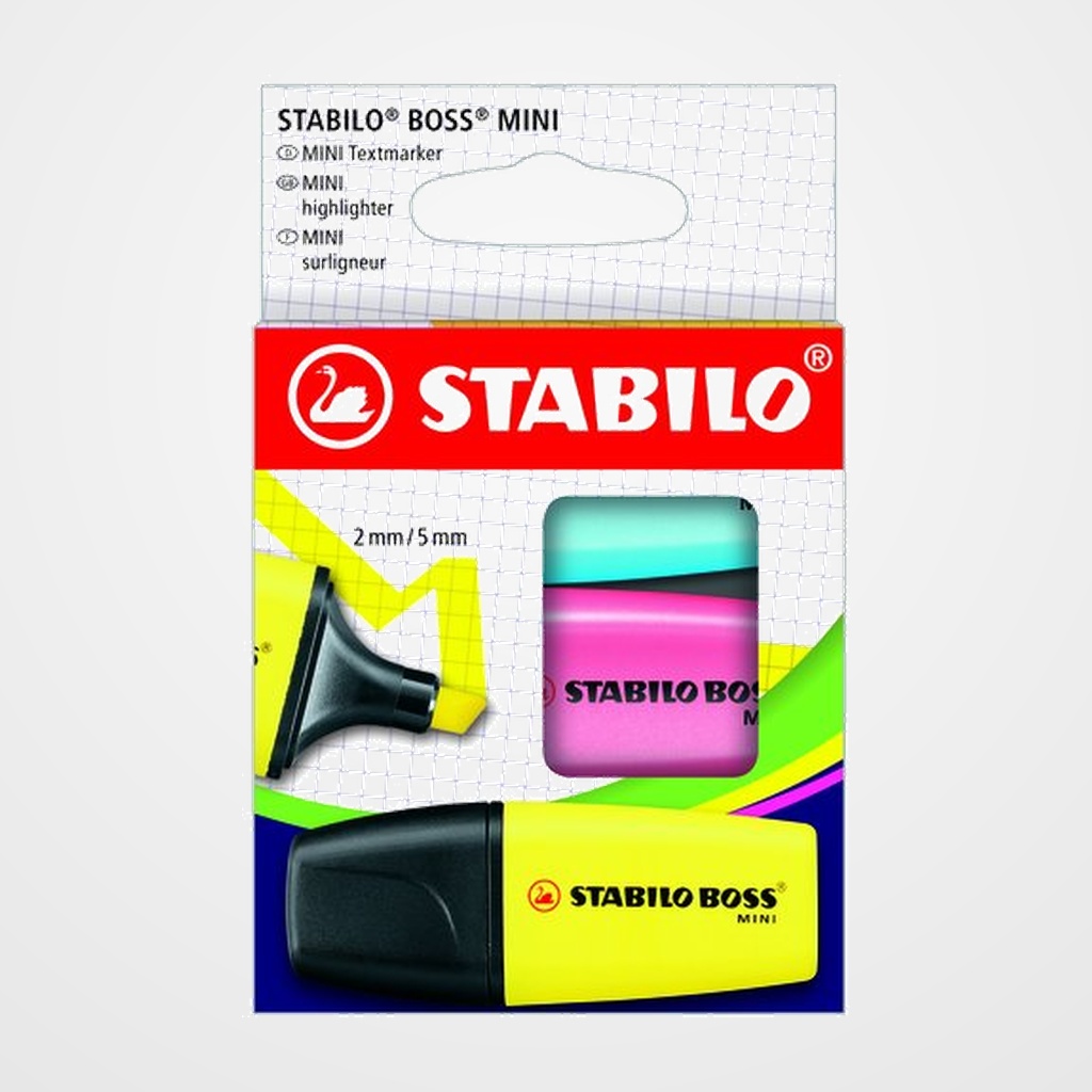 MARCADOR FLUOR STABILO BOSS MINI ESTUCHE DE 3