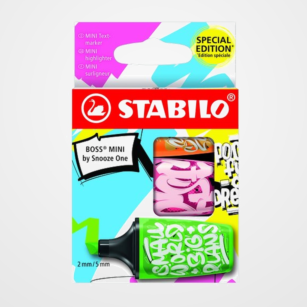 MARCADOR FLUOR STABILO BOSS MINI 07 BY SOOZE ONE ESTUCHE DE 3 (verde, rosa, naranja)