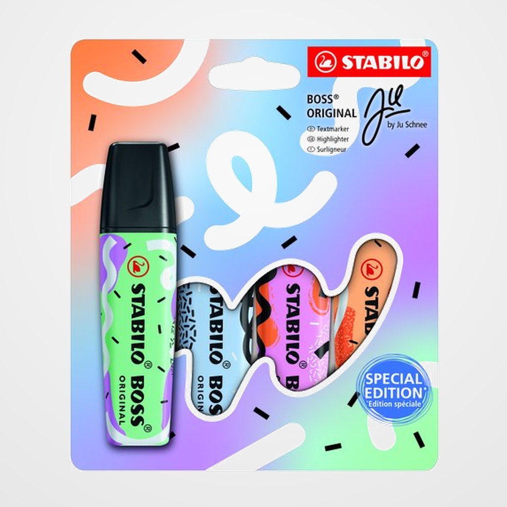 MARCADOR FLUOR STABILO BOSS 70 BY JU SCHNEE PASTEL ESTUCHE de 4