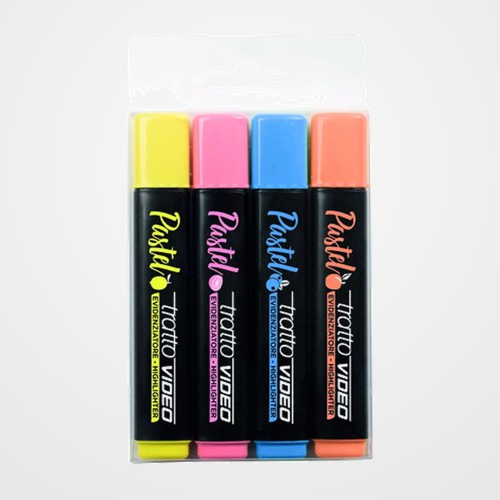 MARCADOR FLUOR TRATTO VIDEO PASTEL SURTIDO CAJA de 4