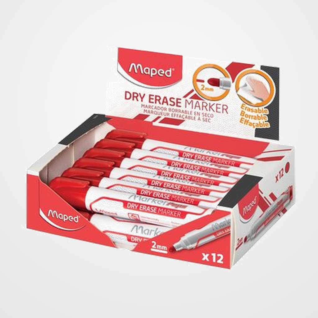 MARCADOR MAPED BORRABLE JUMBO MULTI SUPERFICIE CONICO 2 mm. ROJO