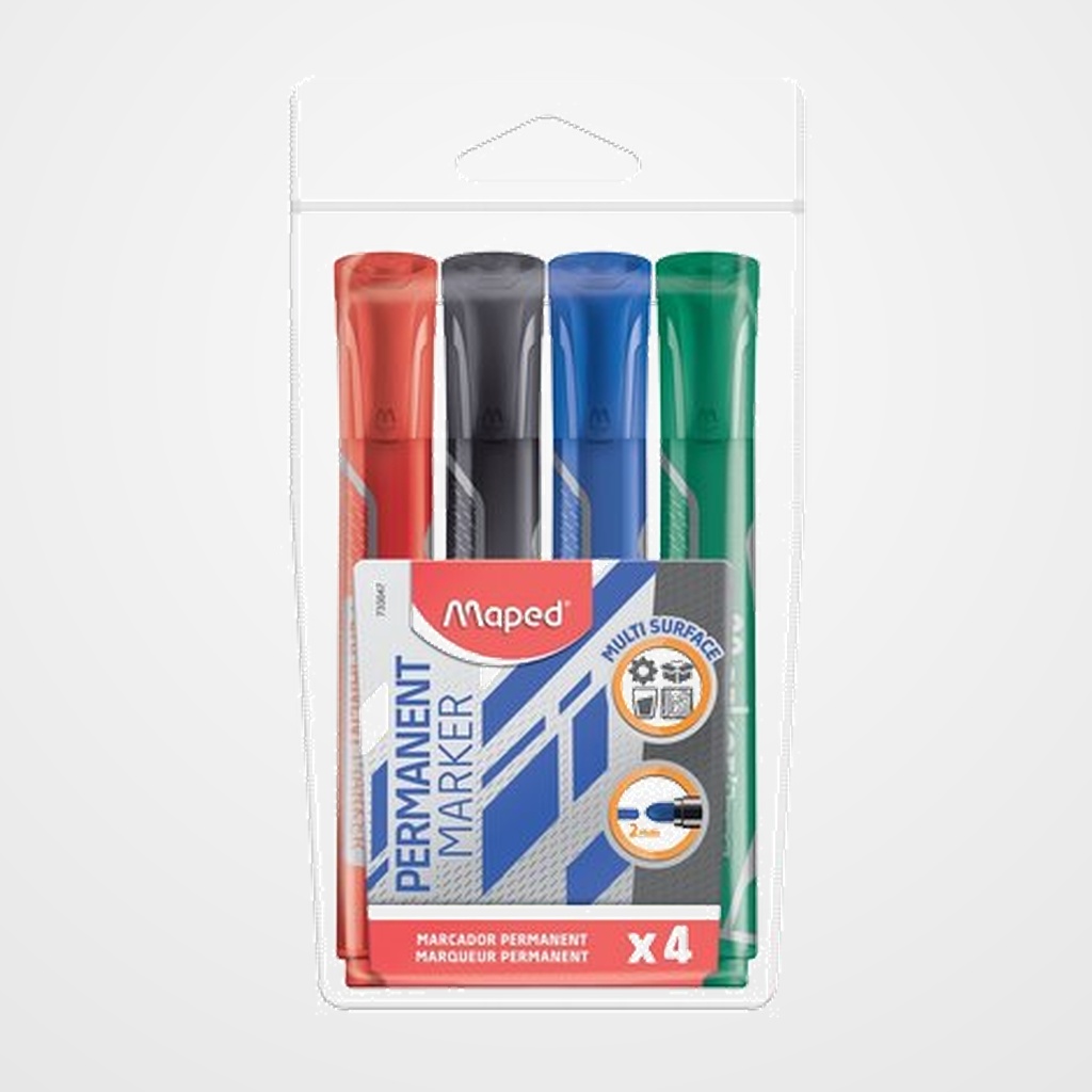 MARCADOR PERMANENTE MAPED JUMBO CONICO 2 mm. BOLSA de 4