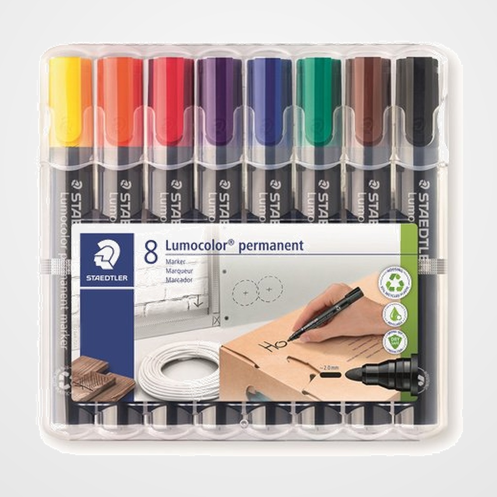 MARCADOR PERMANENTE STAEDTLER 352 LUMOCOLOR CONICO ESTUCHE de 8