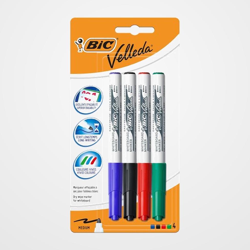 MARCADOR PIZARRA BIC VELLEDA 1741 MEDIUM CONICO BOLSA de 4