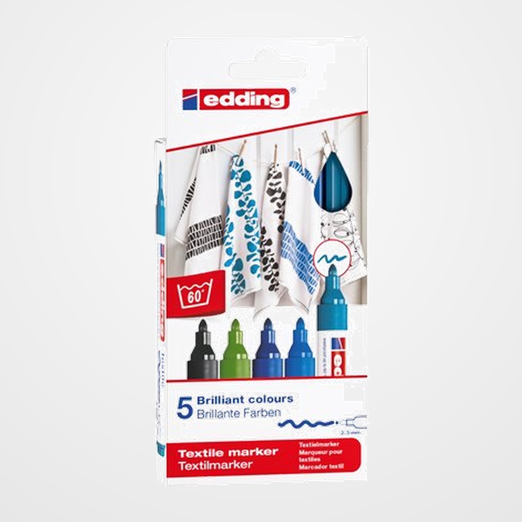 MARCADOR TEXTIL EDDING 4500 CAJA de 5 (col. frios)