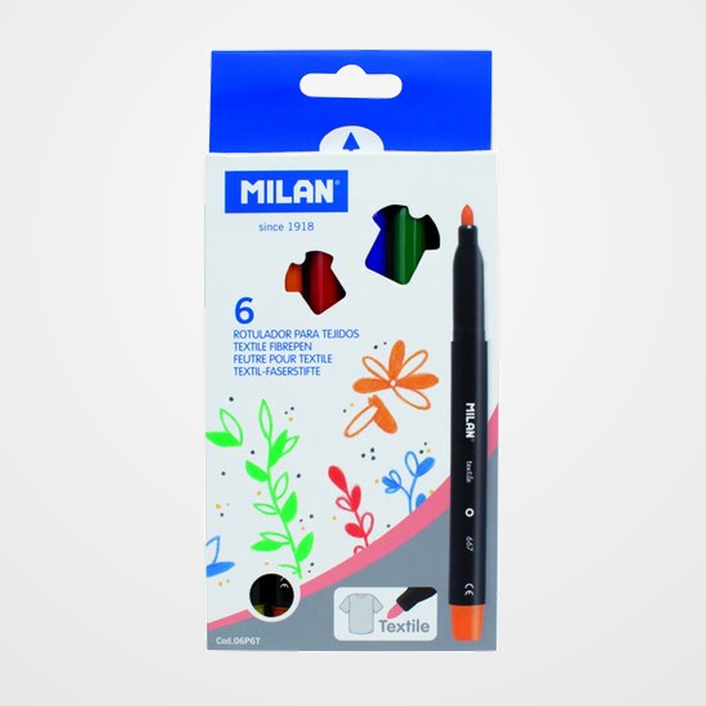 MARCADOR TEXTIL MILAN ESTUCHE de 6
