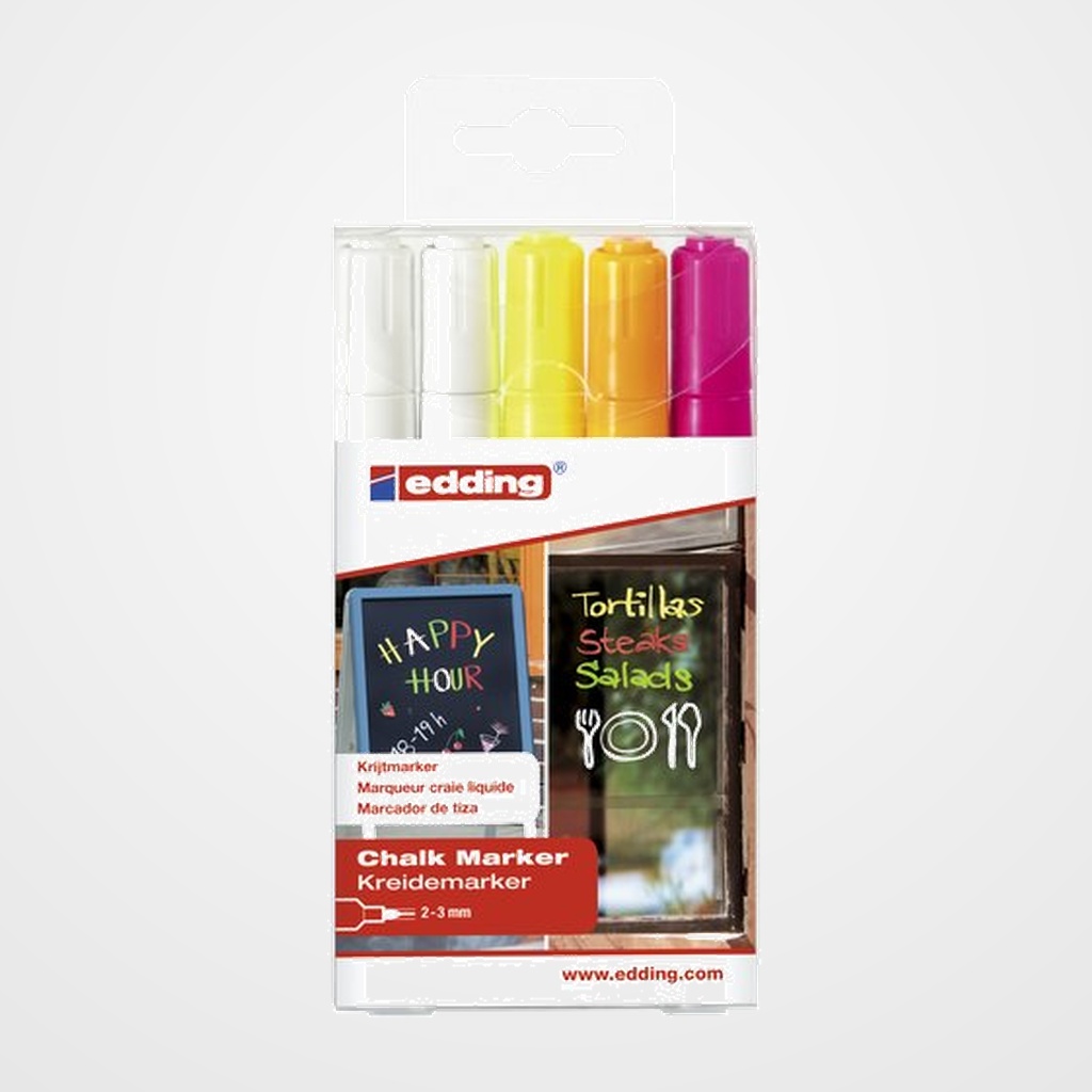 MARCADOR TIZA LIQUIDA EDDING 4095 CONICO BOLSA de 5