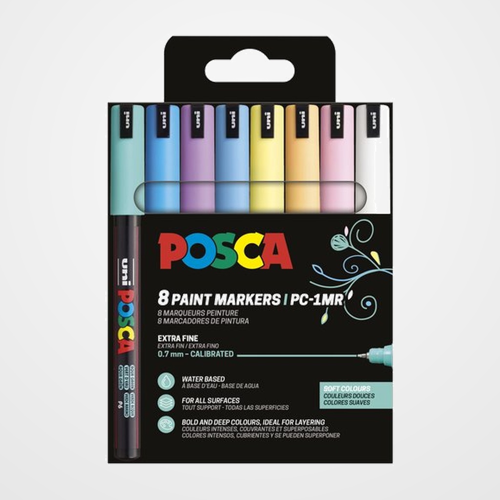 MARCADOR T.OPACA NO PERM. UNI POSCA  0,7 EF (PC-1MR)  SUAVES ESTUCHE de 8