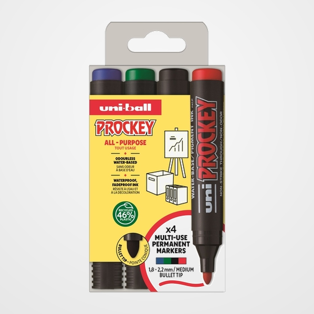 MARCADOR T.OPACA NO PERM. UNI-BALL PROCKEY  1,2-1,8 (PM-122)  PACK de 4