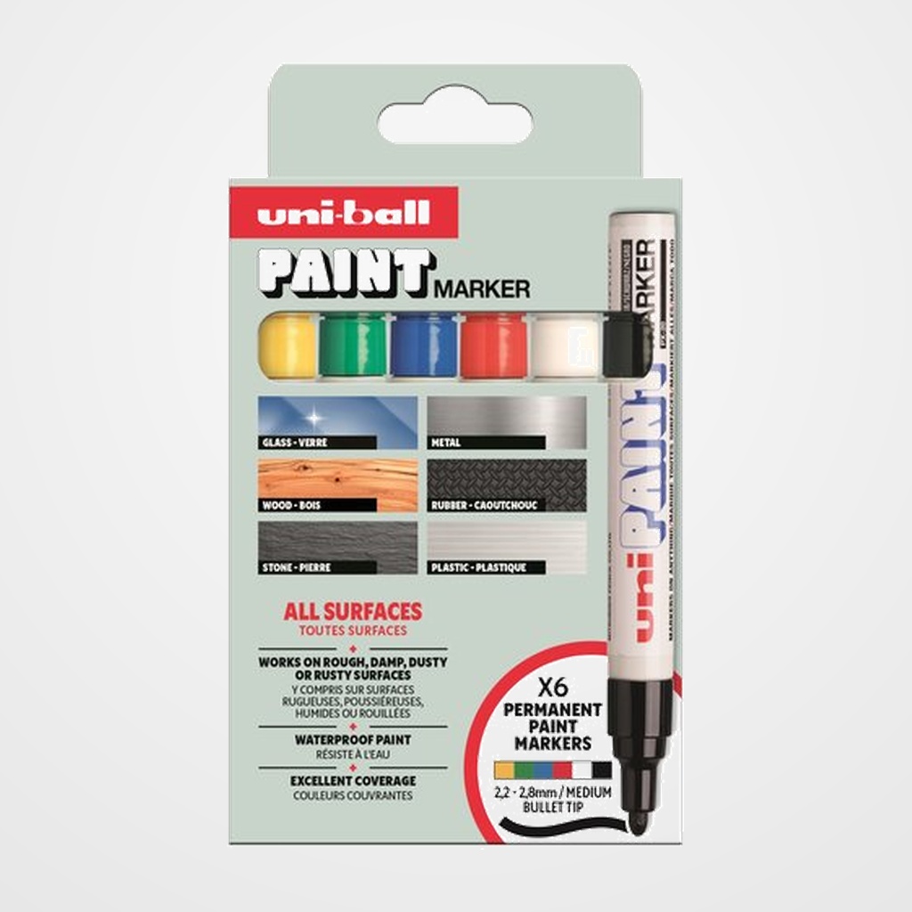 MARCADOR T.OPACA PERM. UNI-BALL PAINT MARKER 2,2 (PX-20) PACK de 6