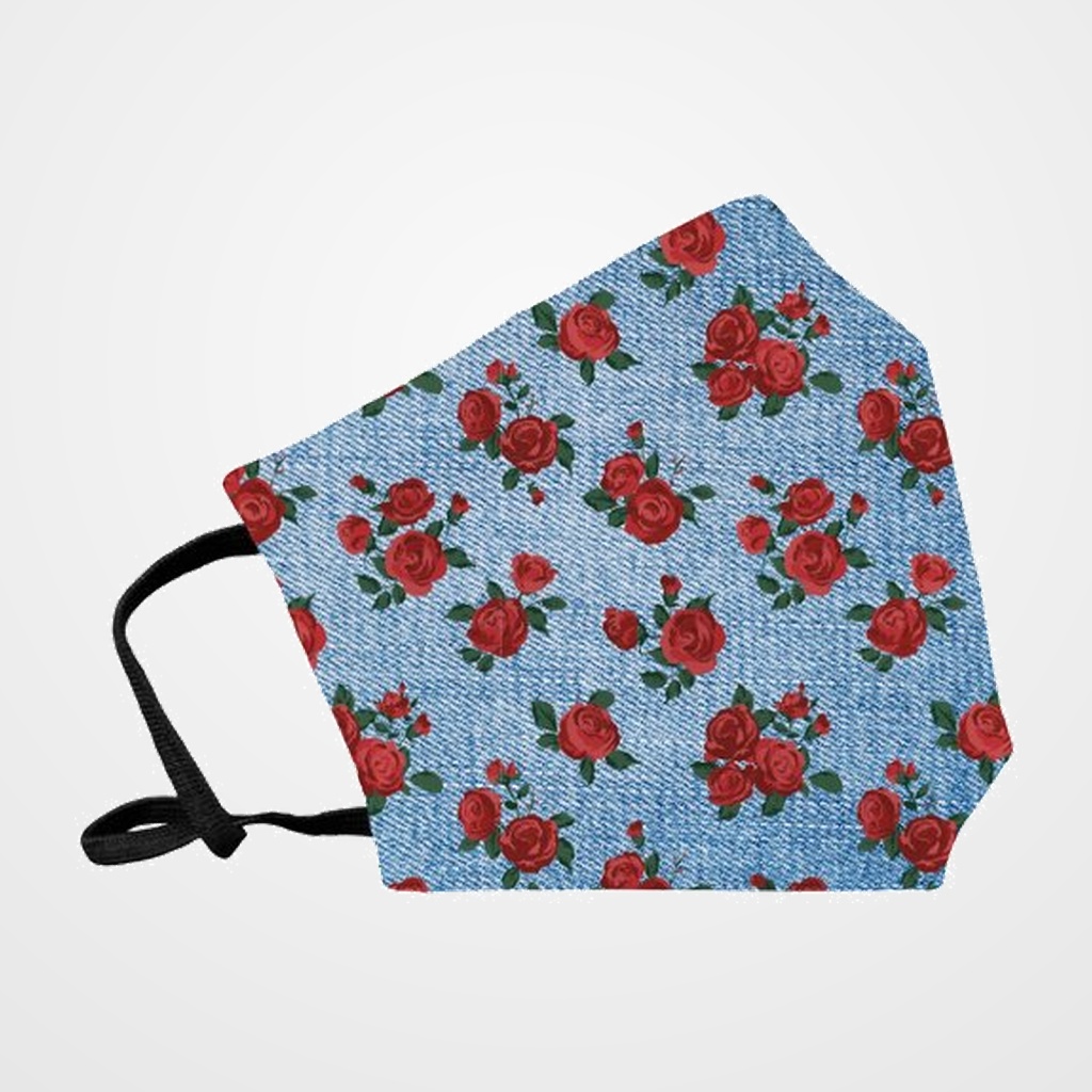 MASCARILLA DE PROTECCION REUTILIZABLE FULI GRANDE TALLA L ROSES DENIM