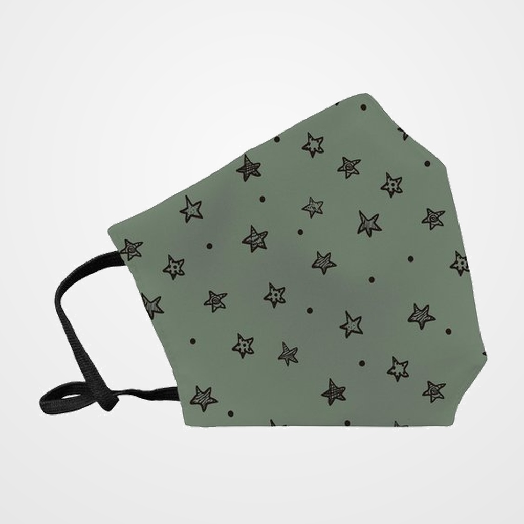 MASCARILLA DE PROTECCION REUTILIZABLE FULI PEQUEÑA TALLA S ESTRELLAS KAKI