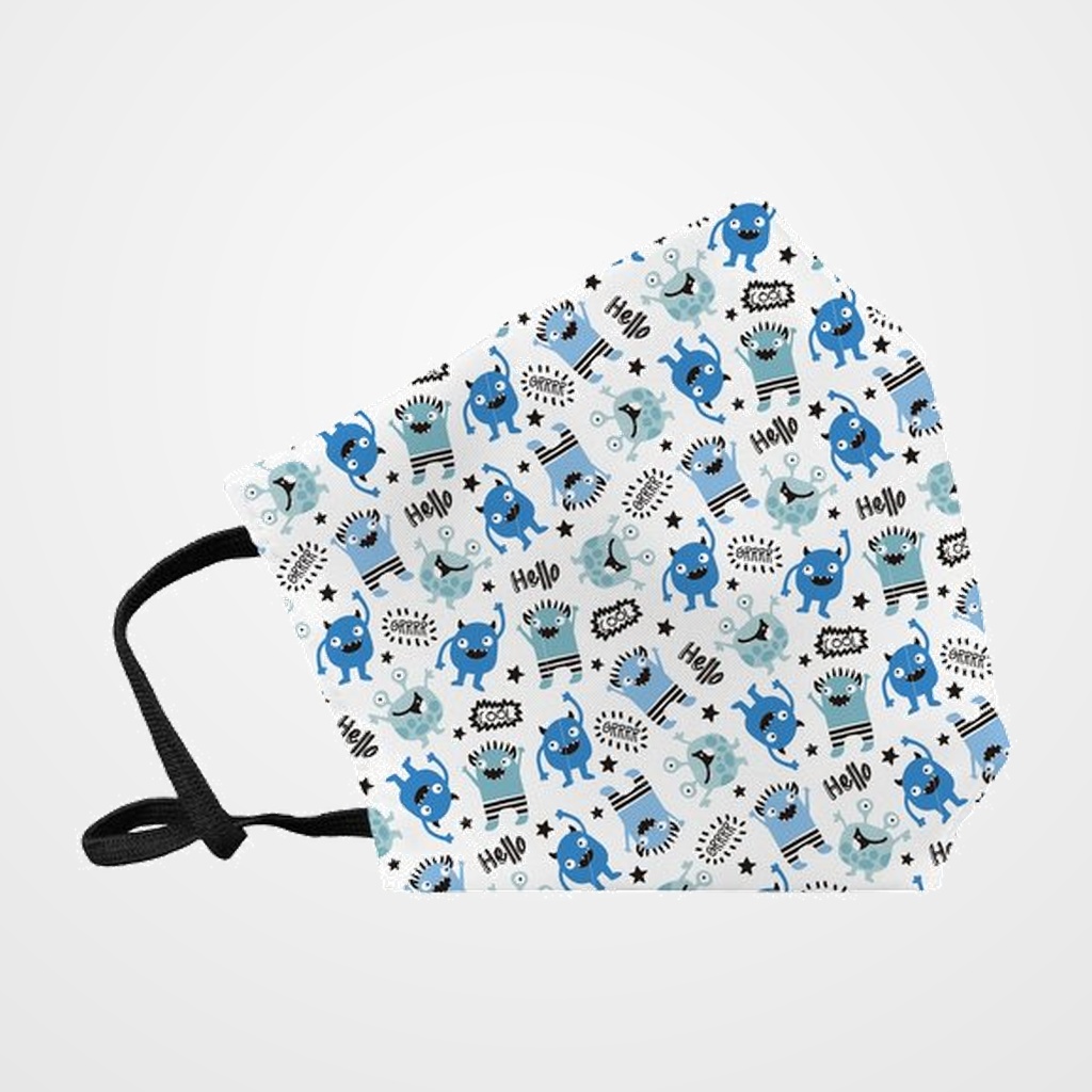 MASCARILLA DE PROTECCION REUTILIZABLE FULI PEQUEÑA TALLA S MONSTERS AZUL