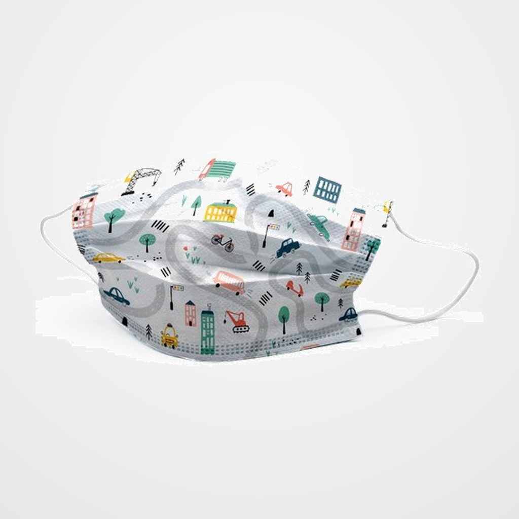 MASCARILLA QUIRURGICA IIR 3 CAPAS DESECHABLE FIRST PROTEC INFANTIL CITY PAQUETE de 10