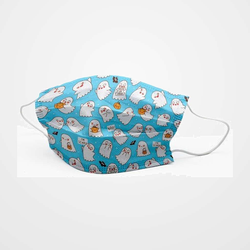 MASCARILLA QUIRURGICA IIR 3 CAPAS DESECHABLE FIRST PROTEC INFANTIL FANTASMAS  PAQUETE de 10