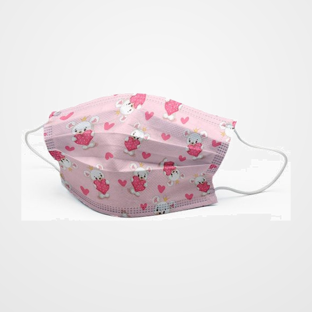 MASCARILLA QUIRURGICA IIR 3 CAPAS DESECHABLE FIRST PROTEC INFANTIL OSOS CORAZONES PAQUETE de 10