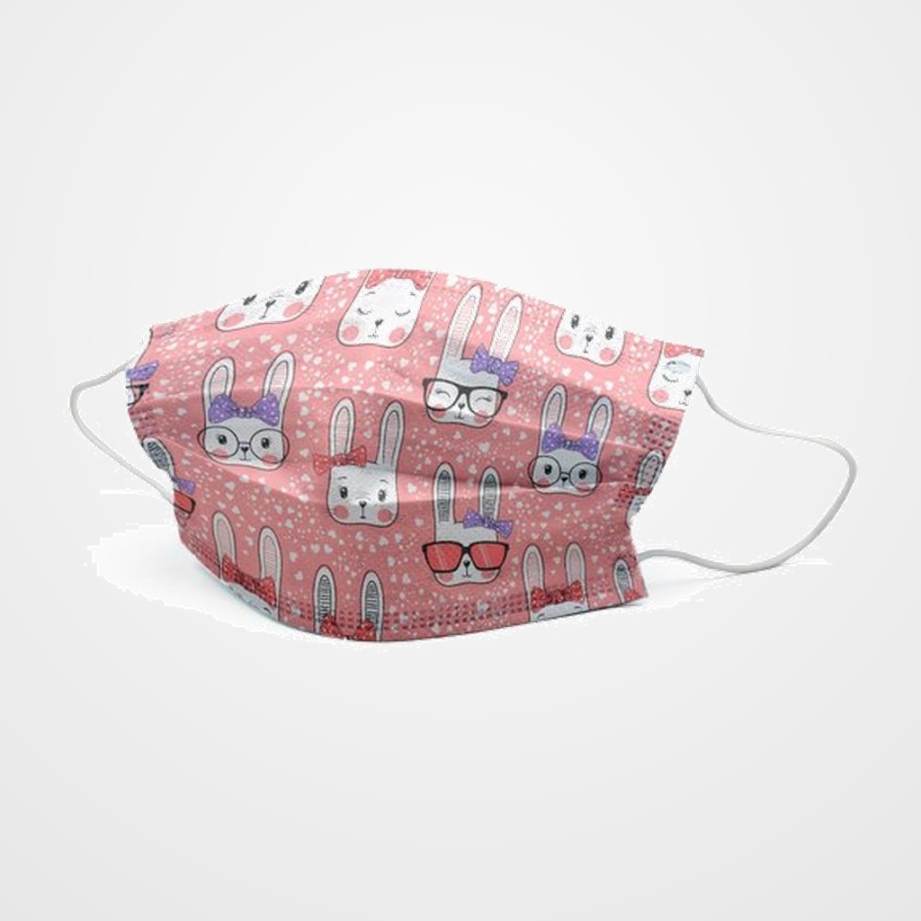 MASCARILLA QUIRURGICA IIR 3 CAPAS DESECHABLE FIRST PROTEC INFANTIL RABBITS PAQUETE de 10