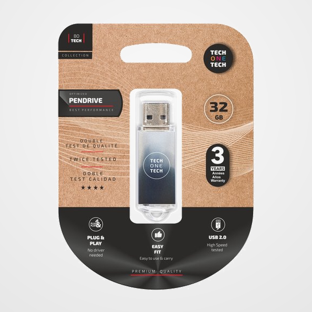 MEMORIA USB 32GB TECH-ONE-TECH BASIC 2.0 GRADIENT BLACK&WHITE (Incluye Canon LPI de 0.24)