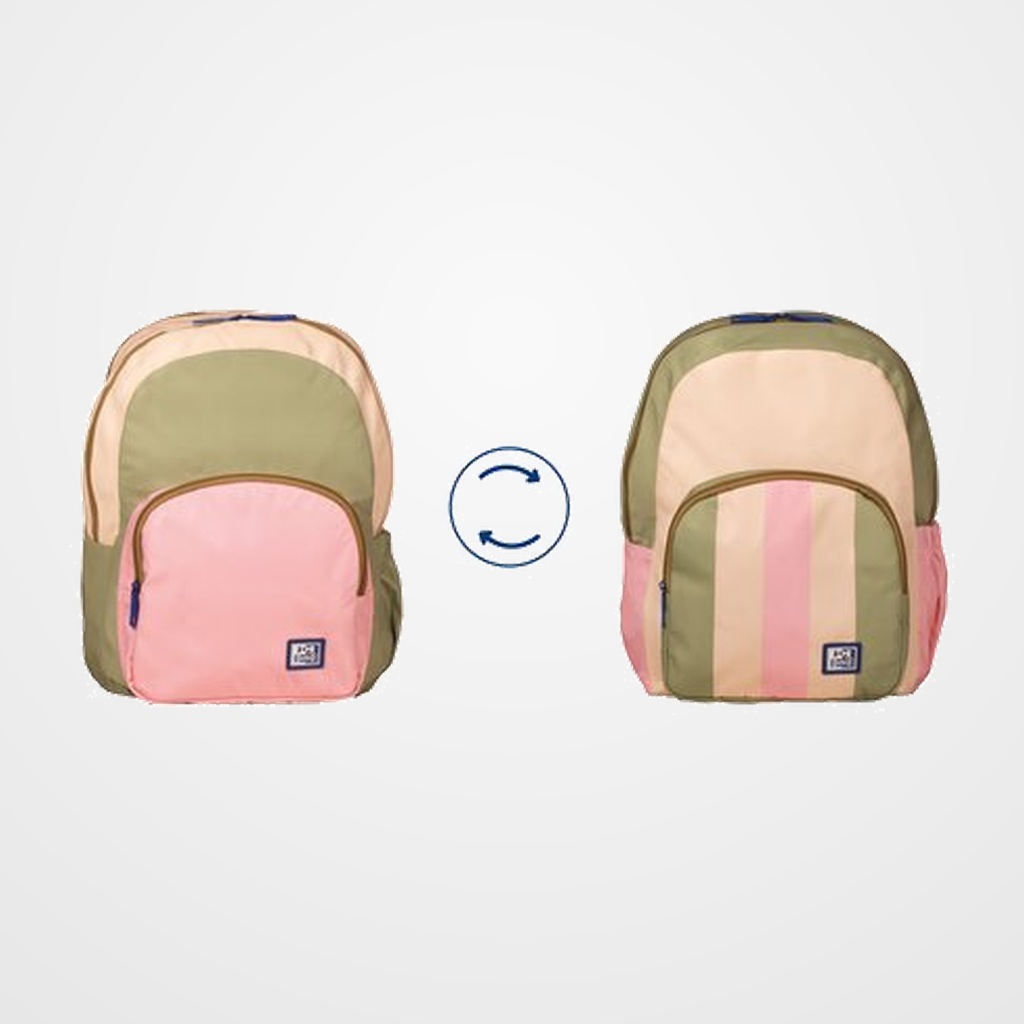 MOCHILA OXFORD COLOR BLOCK REVERSIBLE MODELO 1 SAFARI ROSE