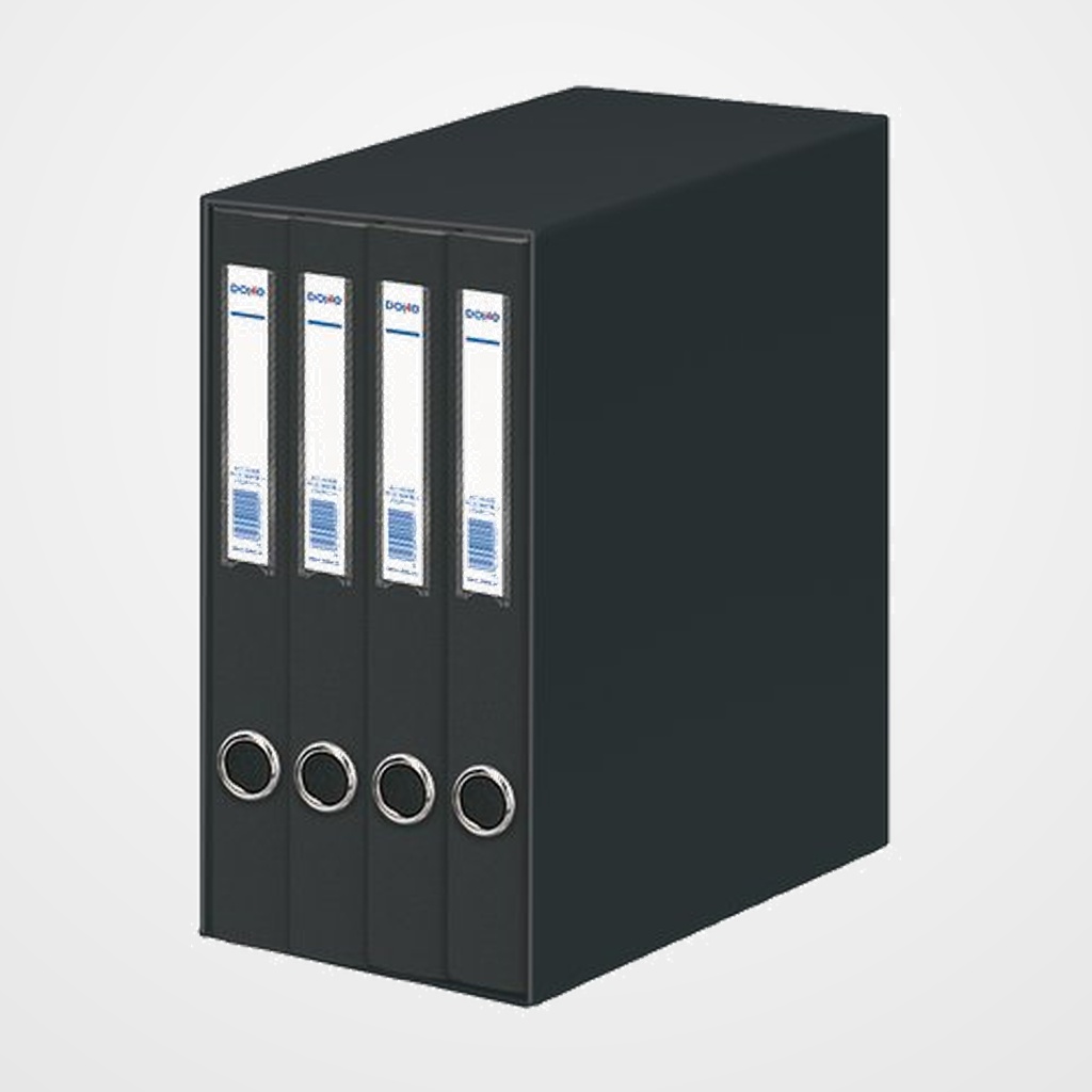 MODULO CARPETA ANILLAS DOHE CARTON FORRADO 4 uds.Fº 2 an.MIXTAS 25mm NEGRO