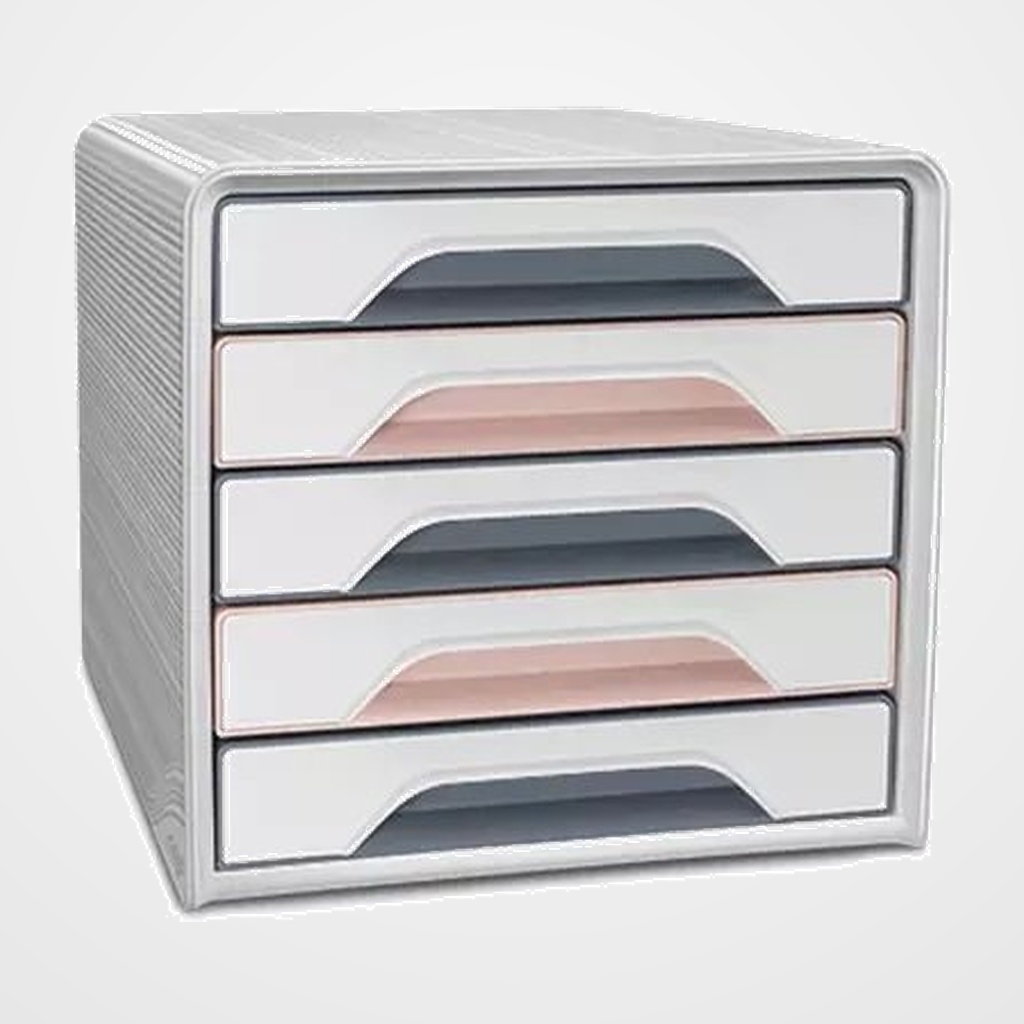 MODULO CEP 7-111 ESTANDAR 5 CAJONES COLOR BLANCO/ROSA/GRIS