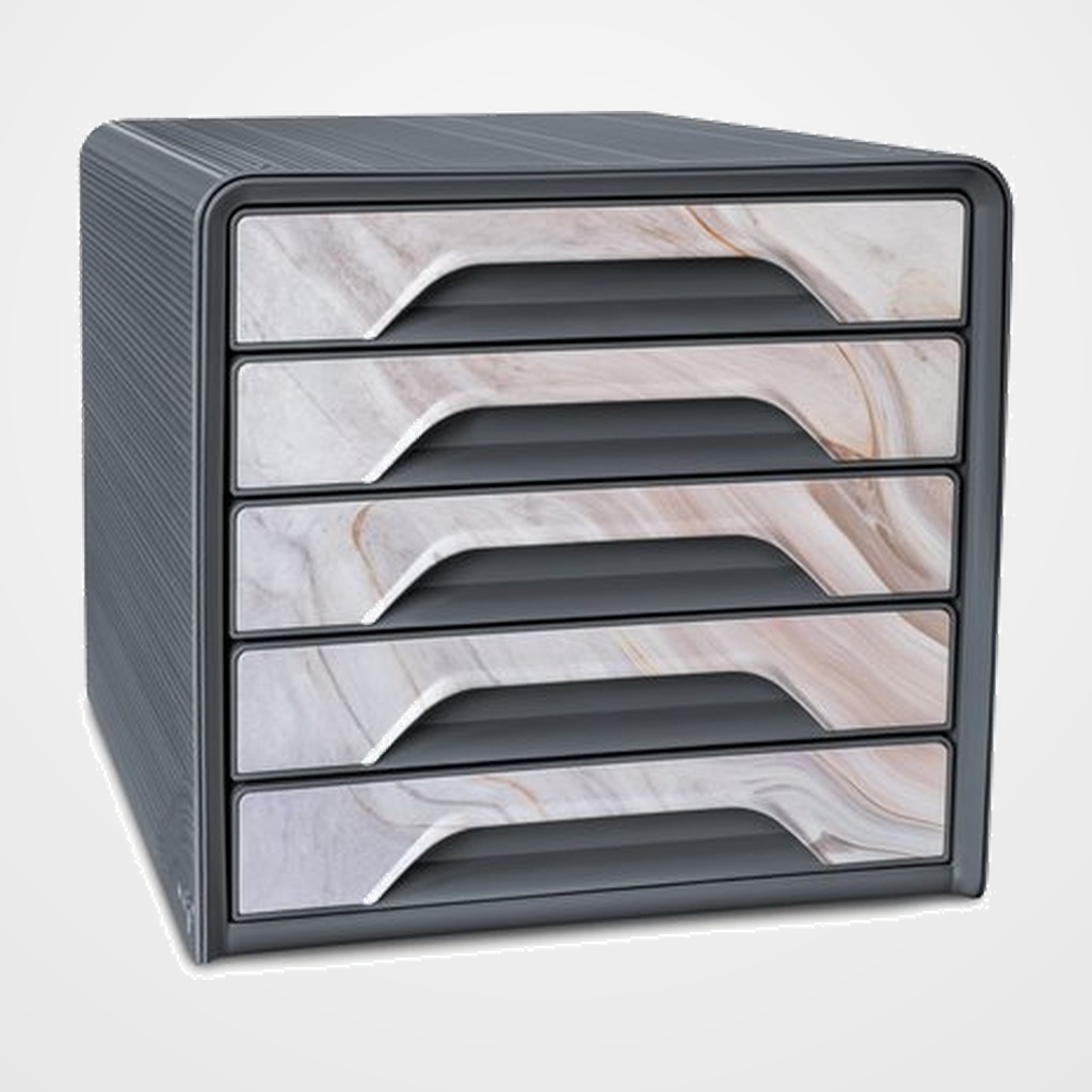 MODULO CEP 7-111 ESTANDAR 5 CAJONES COLOR GRIS/MARMOL ROSA