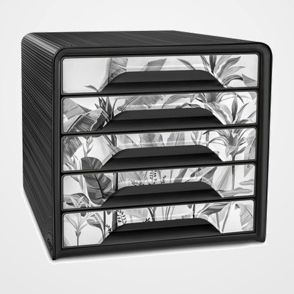 MODULO CEP 7-111 ESTANDAR 5 CAJONES COLOR NEGRO/NEGRO TROPICAL