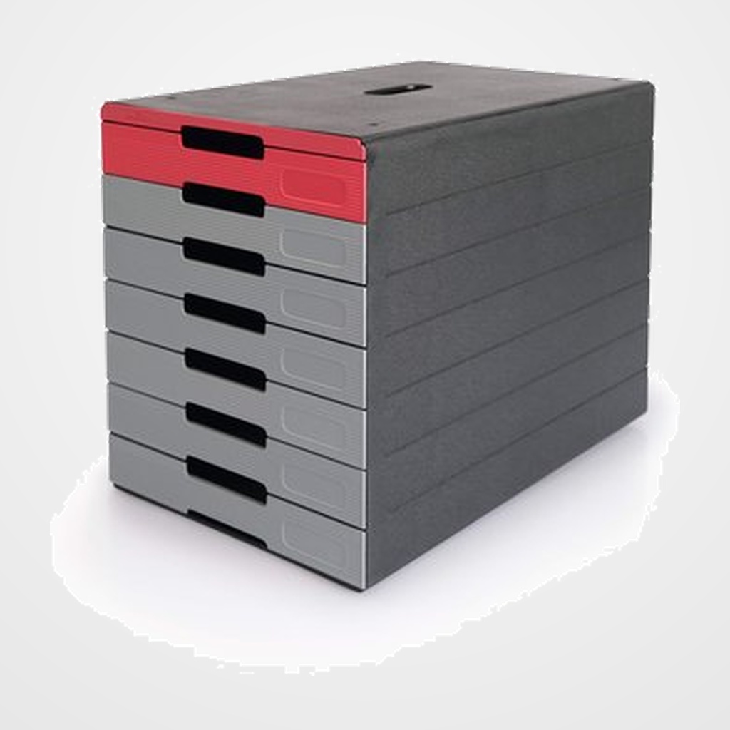 [14501610] MODULO DURABLE 7 CAJONES ECO IDEALBOX PRO 7 ANTRACITA/ROJO (certificado Blue Angel)