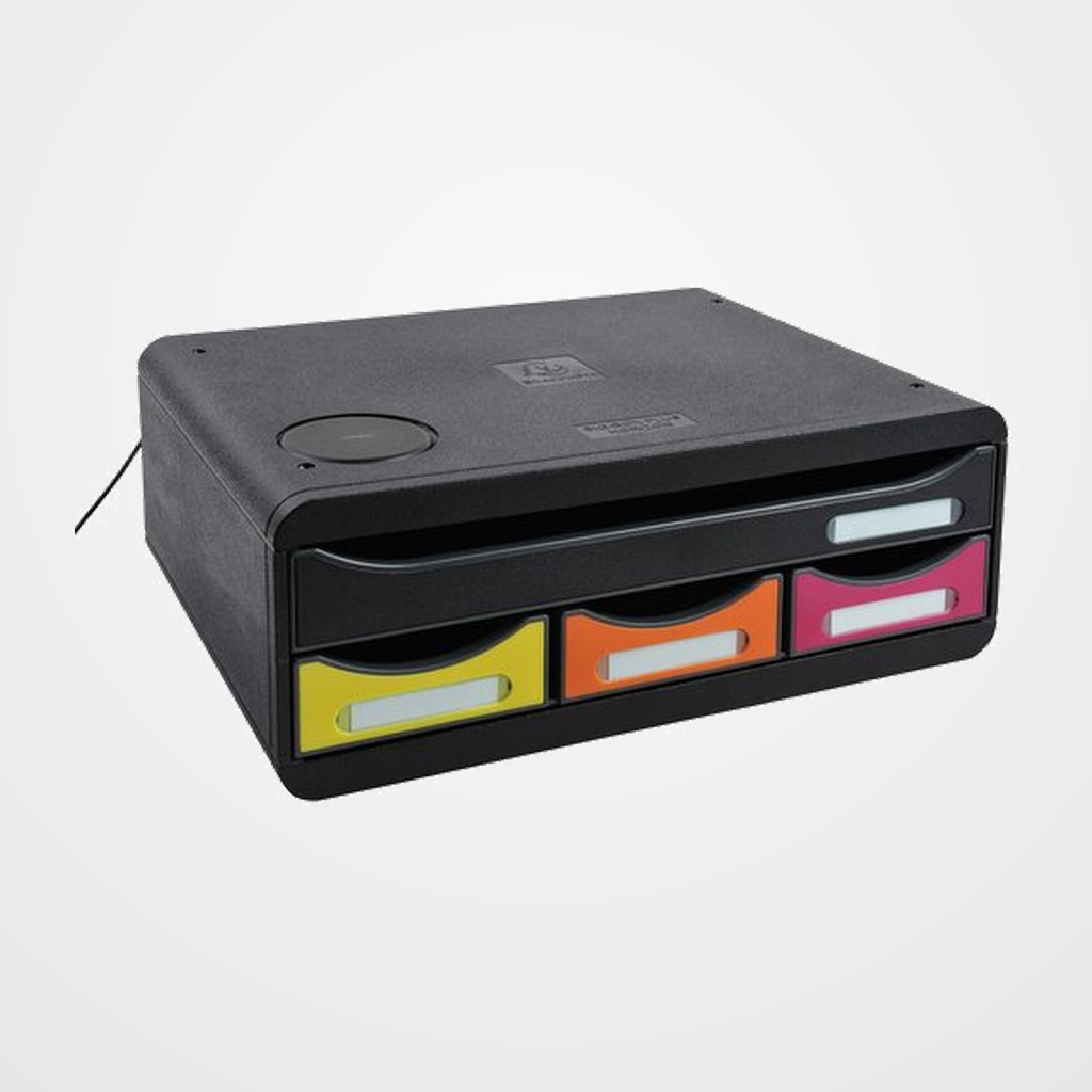 MODULO EXACOMPTA TOOLBOX MINI QI 4 CAJONES COLORES NEGRO/ARLEQUIN