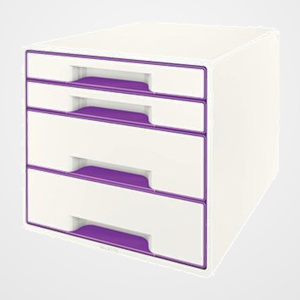 MODULO 4 CAJONES LEITZ WOW CUBE (2 GRANDES + 2 PEQUEÑOS) VIOLETA METALIZADO/BLANCO