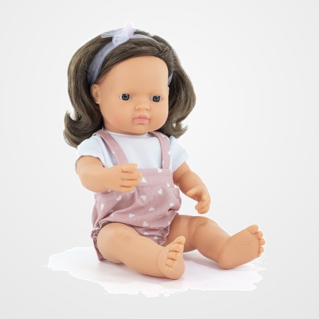 MUÑECA MINILAND MF&M CAUCASICA CASTAÑA 38cm (+10 meses)